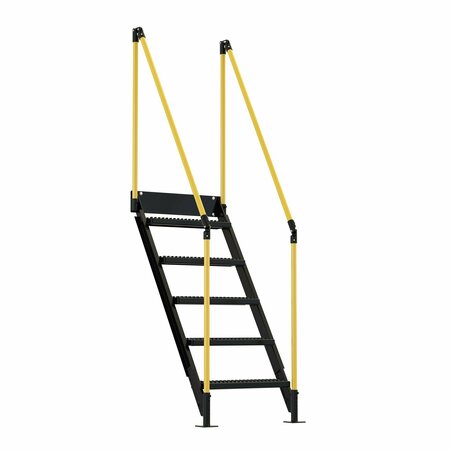 VESTIL Work Plt Stairs 5 Steps 60 In. Tall PWPS-ST-5-60-BKYL